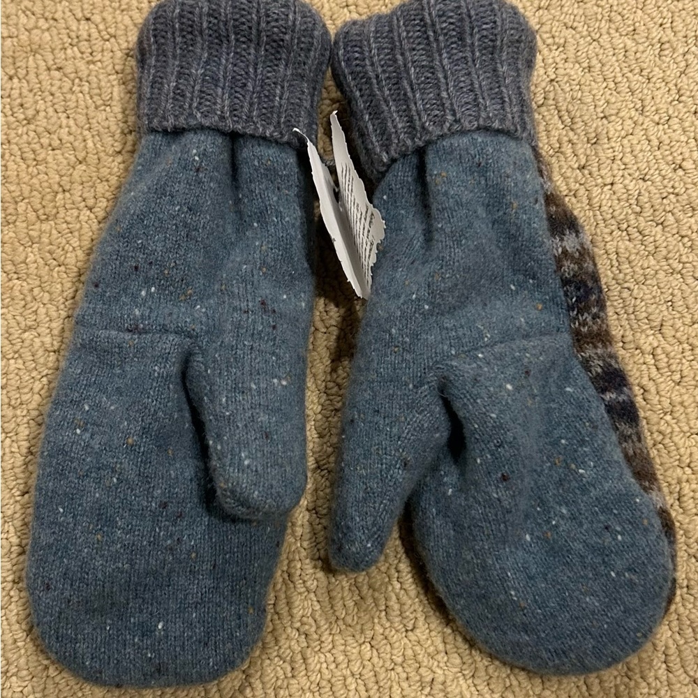 NWT Cozy Striped Knit Cashmere Angora Mittens - Picture 3 of 5